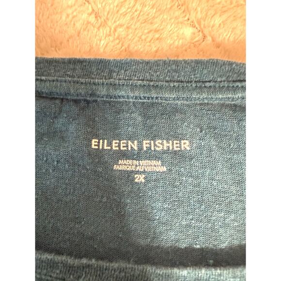 NWOT Eileen Fisher 2X Organic Linen Sustainable Top Teal Normcore Lightweight - Picture 4 of 7